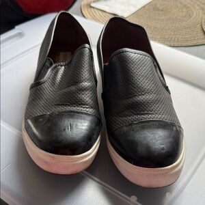 Steve Madden Black Perforated Slip-On Sneakers with White Soles